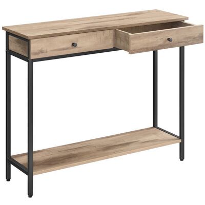 Console - VASAGLE - avec 2 Tiroirs - Marron Camel et Noir dEncre Marron - Publicité Console - VASAGLE - avec 2 Tiroirs - Marron Camel et Noir dEncre Marron - Publicité