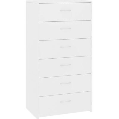 vidaXL Buffet avec 6 tiroirs Blanc 50x34x96 cm Aggloméré Blanc - Publicité vidaXL Buffet avec 6 tiroirs Blanc 50x34x96 cm Aggloméré Blanc - Publicité