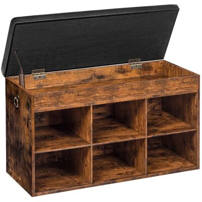 HOOBRO Banc de Rangement Meuble Chaussure Banc à Chaussures avec Siège Rembourré Étagère à Chaussures Porte-Chaussures Marron - Publicité HOOBRO Banc de Rangement Meuble Chaussure Banc à Chaussures avec Siège Rembourré Étagère à Chaussures Porte-Chaussures Marron - Publicité