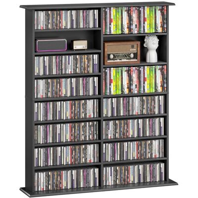Rangements pour CD et DVD - HOMCOM - 16 compartiments et 12 étagères réglables - capacité max. 720 CD/396 DVD et Blu-ray - noir Noir - Publicité Rangements pour CD et DVD - HOMCOM - 16 compartiments et 12 étagères réglables - capacité max. 720 CD/396 DVD et Blu-ray - noir Noir - Publicité