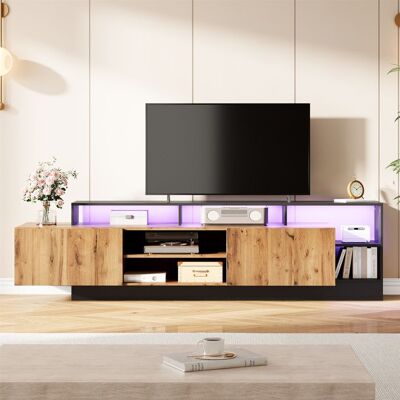 MERAX Meuble TV Bois et Noir 190 x 40 x 485 cm avec Éclairage LED 16 Couleurs – Meuble de Salon Industriel pour TV jusqu’à 70 pouces Marron - Publicité MERAX Meuble TV Bois et Noir 190 x 40 x 485 cm avec Éclairage LED 16 Couleurs – Meuble de Salon Industriel pour TV jusqu’à 70 pouces Marron - Publicité