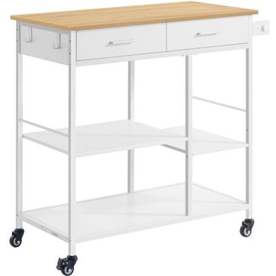 Îlot de Cuisine Mobile - VASAGLE - 45x987x90 cm - Beige Chêne et Blanc Mat Beige - Publicité Îlot de Cuisine Mobile - VASAGLE - 45x987x90 cm - Beige Chêne et Blanc Mat Beige - Publicité
