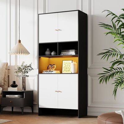 LEMONBEST Armoire Haute Polyvalente 80x40x185 cm Meuble Rangement avec 4 Portes Étagères Réglable et Compartiments Fermés - Noir et Blanc Noir - Publicité LEMONBEST Armoire Haute Polyvalente 80x40x185 cm Meuble Rangement avec 4 Portes Étagères Réglable et Compartiments Fermés - Noir et Blanc Noir - Publicité