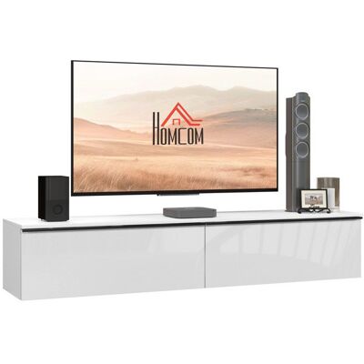 Meuble TV suspendu - HOMCOM - placard - pour téléviseurs jusquà 70 pouces - effet brillant - blanc Blanc - Publicité Meuble TV suspendu - HOMCOM - placard - pour téléviseurs jusquà 70 pouces - effet brillant - blanc Blanc - Publicité