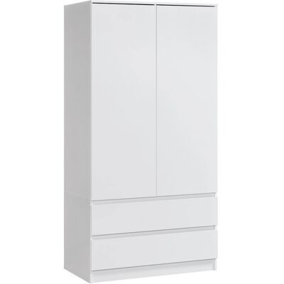 HOME COLLECTIVE Armoire de chambre 2 portes et 2 tiroirs - Dressing - Dimensions 90x51x182 cm - Penderie style moderne - Blanc Blanc - Publicité HOME COLLECTIVE Armoire de chambre 2 portes et 2 tiroirs - Dressing - Dimensions 90x51x182 cm - Penderie style moderne - Blanc Blanc - Publicité