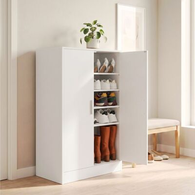 VASAGLE Meuble à Chaussures Étagère Réglable pour Entrée 5 Niveaux 2 Portes Blanc Blanc - Publicité VASAGLE Meuble à Chaussures Étagère Réglable pour Entrée 5 Niveaux 2 Portes Blanc Blanc - Publicité