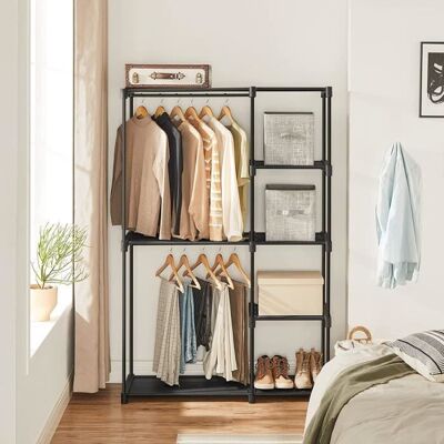 SONGMICS Armoire de Rangement Penderie Pliable Dressing 112 x 43 x 165 cm avec Barres de Suspension Noir RYG24BK Noir - Publicité SONGMICS Armoire de Rangement Penderie Pliable Dressing 112 x 43 x 165 cm avec Barres de Suspension Noir RYG24BK Noir - Publicité