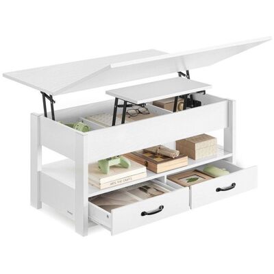 VASAGLE Table Basse Table de Salon Relevable Vérin à Gaz 2 Tiroirs et 3 Compartiments sous Le Plateau 1 Compartiment Ouvert Blanc Blanc - Publicité VASAGLE Table Basse Table de Salon Relevable Vérin à Gaz 2 Tiroirs et 3 Compartiments sous Le Plateau 1 Compartiment Ouvert Blanc Blanc - Publicité