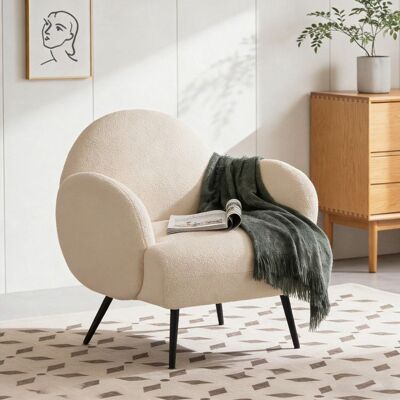 DYHOME Fauteuil salon relax fauteuil lounge moderne Single-Lounge-Sofa Tissu peluche Teddy Pieds de chaise noirs Blanc Blanc - Publicité DYHOME Fauteuil salon relax fauteuil lounge moderne Single-Lounge-Sofa Tissu peluche Teddy Pieds de chaise noirs Blanc Blanc - Publicité