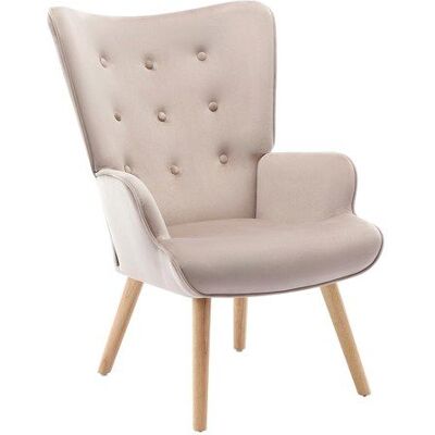 VENTE-UNIQUE Fauteuil en velours beige VATELY Beige - Publicité VENTE-UNIQUE Fauteuil en velours beige VATELY Beige - Publicité