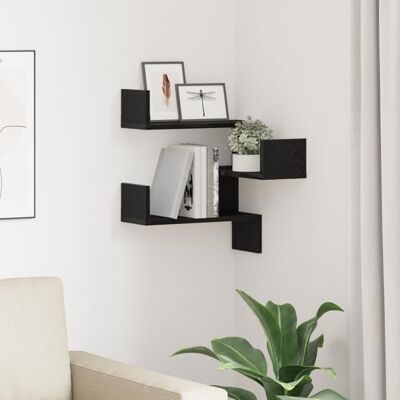 VIDAXL Étagère d'angle en chêne noir 40x40x49,5cm - Étagère Murale - Publicité VIDAXL Étagère d'angle en chêne noir 40x40x49,5cm - Étagère Murale - Publicité