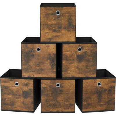 SONGMICS Boîtes de rangement - Lot de 6 - Tissu non-tissé - Marron et noir - 33.1 cm - Pliables Marron - Publicité SONGMICS Boîtes de rangement - Lot de 6 - Tissu non-tissé - Marron et noir - 33.1 cm - Pliables Marron - Publicité
