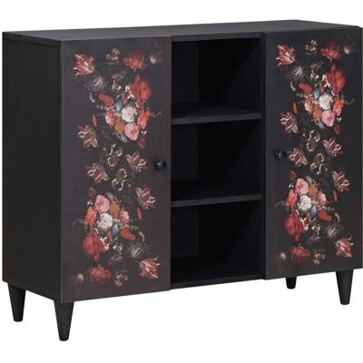 Meuble de rangement multicolore - vidaXL - 90x335x75 cm - Bois de mangue massif - Motif floral - Poignées en laiton - Publicité Meuble de rangement multicolore - vidaXL - 90x335x75 cm - Bois de mangue massif - Motif floral - Poignées en laiton - Publicité