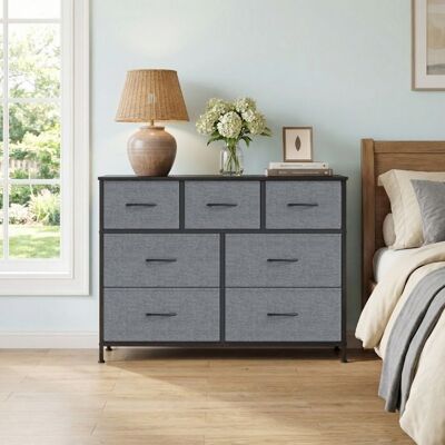 SONGMICS Commode de chambre 7 Tiroirs en Tissu Non-tissé Gris Gris - Publicité SONGMICS Commode de chambre 7 Tiroirs en Tissu Non-tissé Gris Gris - Publicité