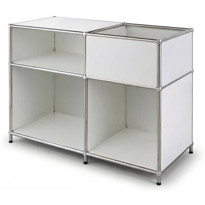 FLOORDIREKT Étagère métal chromé design épuré Concept Epuré MK-030 : 3 étages + 1 compartiment Blanc 65 x 40 x 88 cm Blanc - Publicité FLOORDIREKT Étagère métal chromé design épuré Concept Epuré MK-030 : 3 étages + 1 compartiment Blanc 65 x 40 x 88 cm Blanc - Publicité