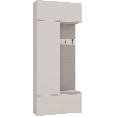 CDF HAGA - Porte-manteau 3 crochets et armoire - Vestiaire dentrée avec siège 238x100x35 cm - Beige cachemire Beige - Publicité CDF HAGA - Porte-manteau 3 crochets et armoire - Vestiaire dentrée avec siège 238x100x35 cm - Beige cachemire Beige - Publicité
