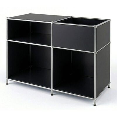 FLOORDIREKT Étagère métal chromé design épuré Concept Epuré MK-030 : 3 étages + 1 compartiment Noir 65 x 40 x 88 cm Noir - Publicité FLOORDIREKT Étagère métal chromé design épuré Concept Epuré MK-030 : 3 étages + 1 compartiment Noir 65 x 40 x 88 cm Noir - Publicité