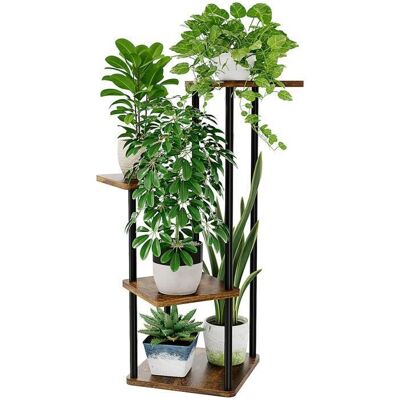 Support plantes-Bamworld-Étagère à plantes à 4 niveaux-Convient pour salon chambre balcon etc-Marron Jaune - Publicité Support plantes-Bamworld-Étagère à plantes à 4 niveaux-Convient pour salon chambre balcon etc-Marron Jaune - Publicité