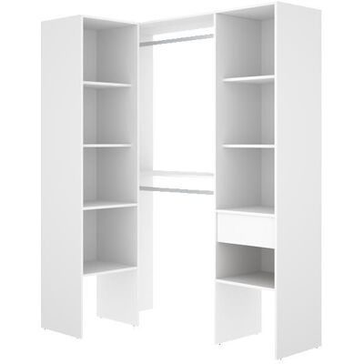 PEGANE Dressing dangle ouvert avec penderie à double tringles 1 tiroir et 8 étagères coloris blanc Blanc - Publicité PEGANE Dressing dangle ouvert avec penderie à double tringles 1 tiroir et 8 étagères coloris blanc Blanc - Publicité