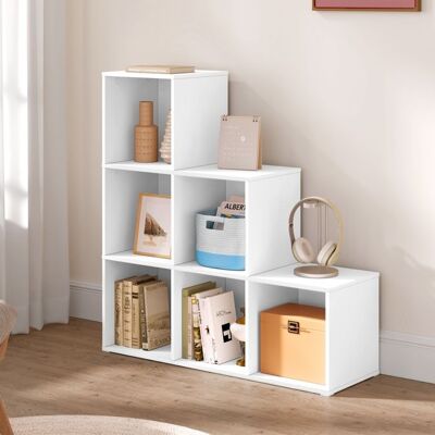 Bibliothèque WOLTU- Étagère dEscalier 6 Cubes - Bois dIngénierie - 90x30x90cm - Blanc Blanc - Publicité Bibliothèque WOLTU- Étagère dEscalier 6 Cubes - Bois dIngénierie - 90x30x90cm - Blanc Blanc - Publicité
