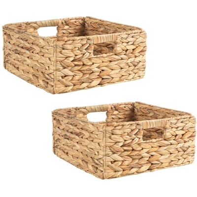 Idimex Lot de 2 paniers LANZI en jacinthe deau boîtes de rangement en fibre naturelle coloris naturel Marron - Publicité Idimex Lot de 2 paniers LANZI en jacinthe deau boîtes de rangement en fibre naturelle coloris naturel Marron - Publicité