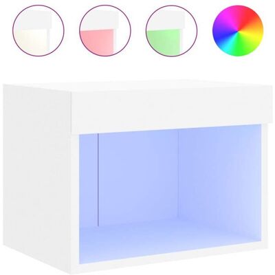 VIDAXL Table de chevet murale - avec lumières LED - blanc LL249434 Blanc - Publicité VIDAXL Table de chevet murale - avec lumières LED - blanc LL249434 Blanc - Publicité