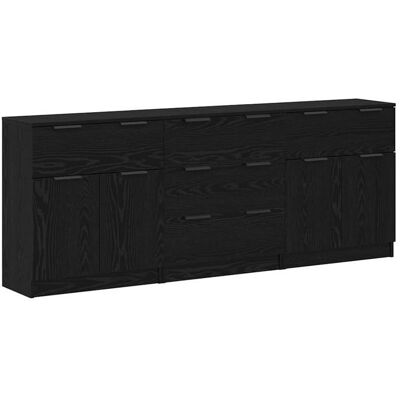 Buffet moderne en bois dingénierie - vidaXL - Chêne Noir - 181x30x70 cm - 4 portes affleurantes - 5 tiroirs - Durable Noir - Publicité Buffet moderne en bois dingénierie - vidaXL - Chêne Noir - 181x30x70 cm - 4 portes affleurantes - 5 tiroirs - Durable Noir - Publicité