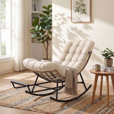 VASAGLE Fauteuil avec Repose-Pieds Extensible Coussin Amovible Structure en Acier Supporte 136 kg Beige Beige - Publicité VASAGLE Fauteuil avec Repose-Pieds Extensible Coussin Amovible Structure en Acier Supporte 136 kg Beige Beige - Publicité