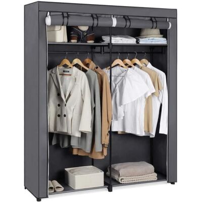 SONGMICS Armoire de Rangement Vestiaire Penderie Portable avec Barre de Suspension Porte-vêtements Pliable 140x43x174cm Gris RYG02GY Gris - Publicité SONGMICS Armoire de Rangement Vestiaire Penderie Portable avec Barre de Suspension Porte-vêtements Pliable 140x43x174cm Gris RYG02GY Gris - Publicité