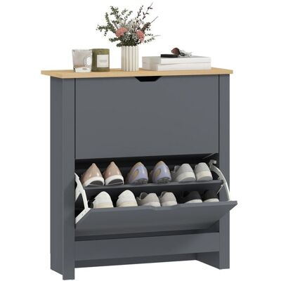 HOMCOM - meuble à chaussures - Bois - 72x26x80cm - Gris Foncé Bois naturel Gris - Publicité HOMCOM - meuble à chaussures - Bois - 72x26x80cm - Gris Foncé Bois naturel Gris - Publicité
