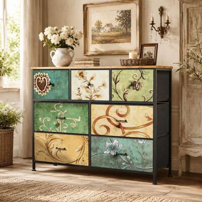 PLCNN Meuble de Rangement 7 Tiroirs - Commode Haute en Tissu - Chiffonnier Organisateur pour Vêtements et Accessoires - 100x30x78cm - Publicité PLCNN Meuble de Rangement 7 Tiroirs - Commode Haute en Tissu - Chiffonnier Organisateur pour Vêtements et Accessoires - 100x30x78cm - Publicité