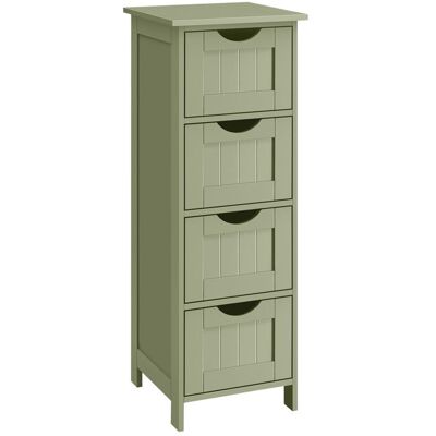 Meuble bas de Salle de Bain - VASAGLE - 4 Tiroirs - Vert Olive Vert - Publicité Meuble bas de Salle de Bain - VASAGLE - 4 Tiroirs - Vert Olive Vert - Publicité