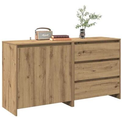 vidaXL Buffet 2 pcs chêne artisanal bois dingénierie 3329178 Marron - Publicité vidaXL Buffet 2 pcs chêne artisanal bois dingénierie 3329178 Marron - Publicité