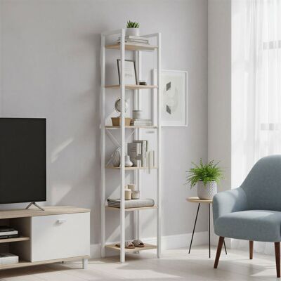 VASAGLE Bibliothèque à 6 Niveaux Étagère sur Pied Étroite en Acier Gain de Place pour Bureau Salon Bois Naturel Beige Beige - Publicité VASAGLE Bibliothèque à 6 Niveaux Étagère sur Pied Étroite en Acier Gain de Place pour Bureau Salon Bois Naturel Beige Beige - Publicité