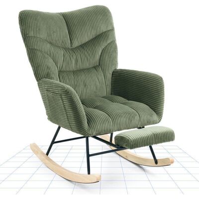 FlexiSpot Fauteuil de Relaxation à Bascule en Velours Côtelé avec Repose-pieds Rocking Chair pour Salon Balcon ou Terrasse Vert Vert - Publicité FlexiSpot Fauteuil de Relaxation à Bascule en Velours Côtelé avec Repose-pieds Rocking Chair pour Salon Balcon ou Terrasse Vert Vert - Publicité