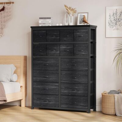 PROMIRACAL Commode de Chambre 16 Tiroirs - Armoire de Rangement Vêtements - 101x30x130 cm - Meuble Organisateur en Tissu et Acier - Noir Noir - Publicité PROMIRACAL Commode de Chambre 16 Tiroirs - Armoire de Rangement Vêtements - 101x30x130 cm - Meuble Organisateur en Tissu et Acier - Noir Noir - Publicité