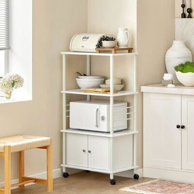 SoBuy Chariot de Cuisine à Roulettes Meuble Micro-Onde avec 3 Tablettes 2 Portes et Étagère Intérieure 60x40x110cm Blanc Blanc - Publicité SoBuy Chariot de Cuisine à Roulettes Meuble Micro-Onde avec 3 Tablettes 2 Portes et Étagère Intérieure 60x40x110cm Blanc Blanc - Publicité