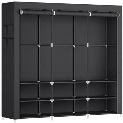 SONGMICS Armoire Chambre en Tissu 45 x 188 x 176 cm cm 3 Compartiments de Suspension abvec Étagères 4 Pochettes Grande Capacité Noir Noir - Publicité SONGMICS Armoire Chambre en Tissu 45 x 188 x 176 cm cm 3 Compartiments de Suspension abvec Étagères 4 Pochettes Grande Capacité Noir Noir - Publicité