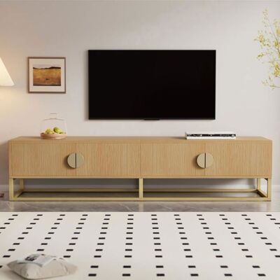 Lemonbest Meuble TV 180cm Veinure de Bois Banc TV avec 4 Portes Texturées armoire de salle à manger moderne pour 70-79in Télévision Marron - Publicité Lemonbest Meuble TV 180cm Veinure de Bois Banc TV avec 4 Portes Texturées armoire de salle à manger moderne pour 70-79in Télévision Marron - Publicité