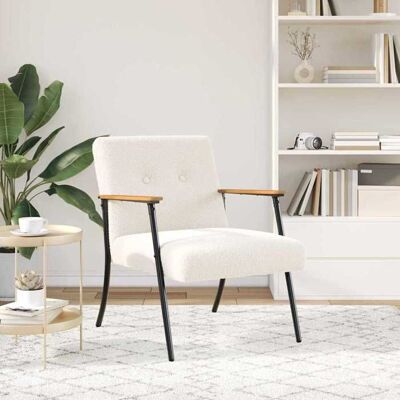 Fauteuil en tissu bouclé - vidaXL - Crème - 59x75x78 cm - Tissu laine bouclée - Cadre en contreplaqué et acier Beige - Publicité Fauteuil en tissu bouclé - vidaXL - Crème - 59x75x78 cm - Tissu laine bouclée - Cadre en contreplaqué et acier Beige - Publicité