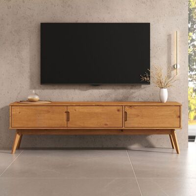 Idimex Meuble TV TIVOLI L 180 cm en Bois Massif Coloris Chêne avec 3 Portes Pour Télé Jusquà 80 Marron - Publicité Idimex Meuble TV TIVOLI L 180 cm en Bois Massif Coloris Chêne avec 3 Portes Pour Télé Jusquà 80 Marron - Publicité