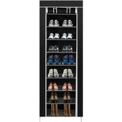 Meuble à chaussures - ALIGHTUP - 10 étagères 9 compartiments - Noir Noir - Publicité Meuble à chaussures - ALIGHTUP - 10 étagères 9 compartiments - Noir Noir - Publicité