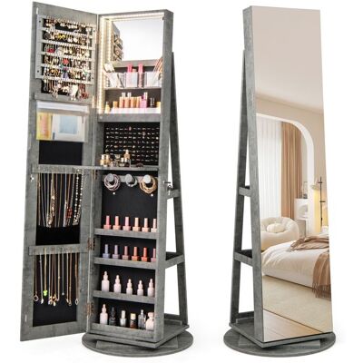 3 en 1 Armoire à Bijoux sur Pieds COSTWAY Pivotante à 360° Lumières LED 3 Couleurs Verrouillable Rangement Arrière Gris Foncé Gris - Publicité 3 en 1 Armoire à Bijoux sur Pieds COSTWAY Pivotante à 360° Lumières LED 3 Couleurs Verrouillable Rangement Arrière Gris Foncé Gris - Publicité