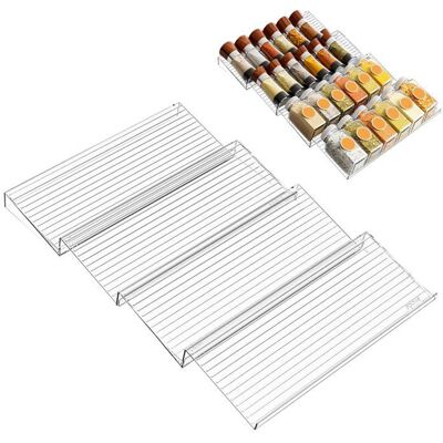 Rangement épices tiroir - ZIIYOILH - 4 tiroirs empilables - Acrylique transparent - Réglable et extensible - Incliné Noir - Publicité Rangement épices tiroir - ZIIYOILH - 4 tiroirs empilables - Acrylique transparent - Réglable et extensible - Incliné Noir - Publicité