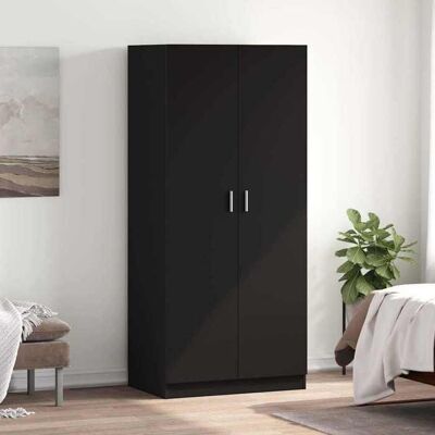vidaXL Garde-robe Noir 80x52x180 cm Aggloméré Noir - Publicité vidaXL Garde-robe Noir 80x52x180 cm Aggloméré Noir - Publicité