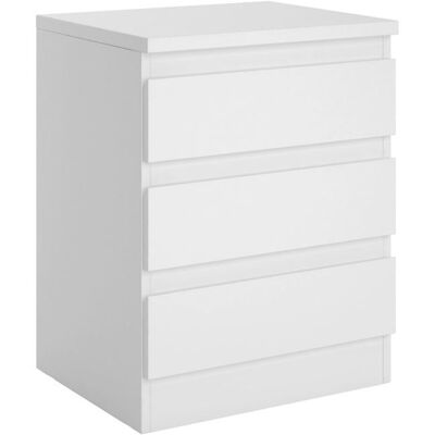 Idimex Table de chevet BURGOS commode table de nuit avec 3 tiroirs sans poignée en mélaminé blanc mat Blanc - Publicité Idimex Table de chevet BURGOS commode table de nuit avec 3 tiroirs sans poignée en mélaminé blanc mat Blanc - Publicité