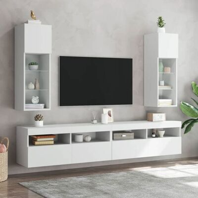 VIDAXL Meuble TV - Banc TV - Table TV - avec lumières LED - Blanc - 305x30x90 cm - T297 Blanc - Publicité VIDAXL Meuble TV - Banc TV - Table TV - avec lumières LED - Blanc - 305x30x90 cm - T297 Blanc - Publicité