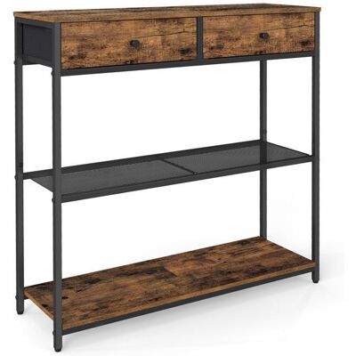 VASAGLE Console avec 2 Tiroirs en Tissu 24 x 76 x 80 cm pour Entrée Salon Marron Rustique et Noir dEncre Marron - Publicité VASAGLE Console avec 2 Tiroirs en Tissu 24 x 76 x 80 cm pour Entrée Salon Marron Rustique et Noir dEncre Marron - Publicité