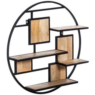 Etagère ronde en bois de manguier et métal Colm Noir - Publicité Etagère ronde en bois de manguier et métal Colm Noir - Publicité