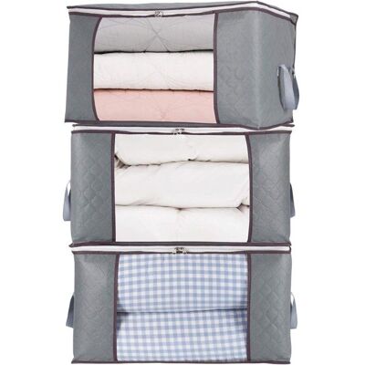 Lot De 3 Sacs De Rangement Grands Avec Fermeture ÉclairFenêtre Transparente60×40×35 CmGrisPour Vêtements CouettesOreillers Gris - Publicité Lot De 3 Sacs De Rangement Grands Avec Fermeture ÉclairFenêtre Transparente60×40×35 CmGrisPour Vêtements CouettesOreillers Gris - Publicité